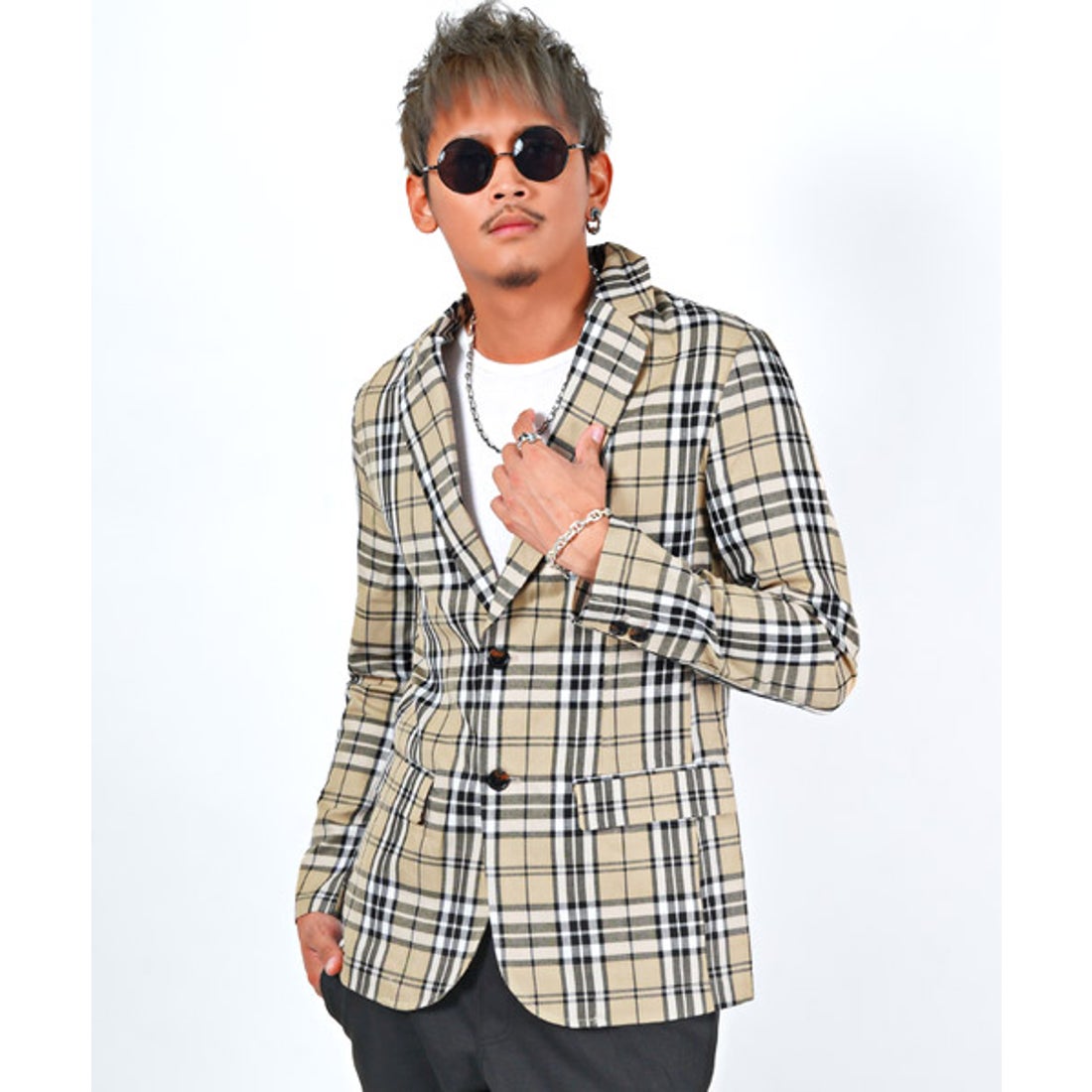 ラグスタイル LUXSTYLE チェック柄テーラードジャケット/ジャケット