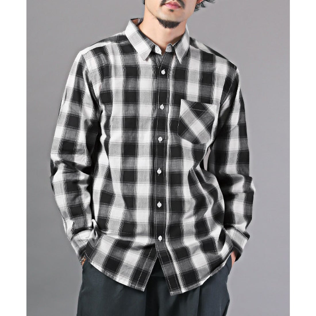 ラグスタイル LUXSTYLE 先染めチェック柄長袖シャツ/長袖シャツ メンズ