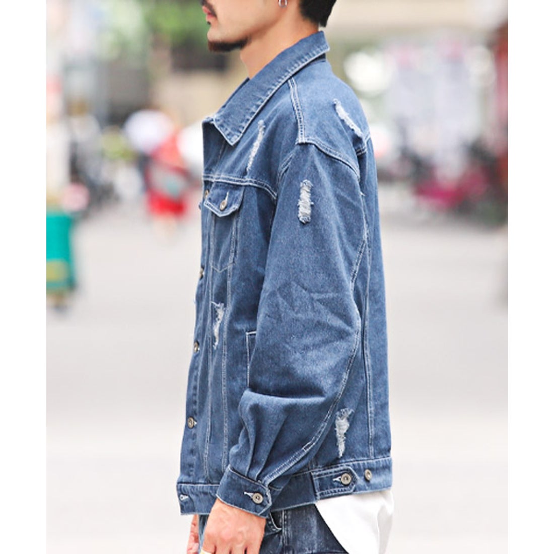 ラグスタイル LUXSTYLE ダメージ加工オーバーサイズデニムジャケット