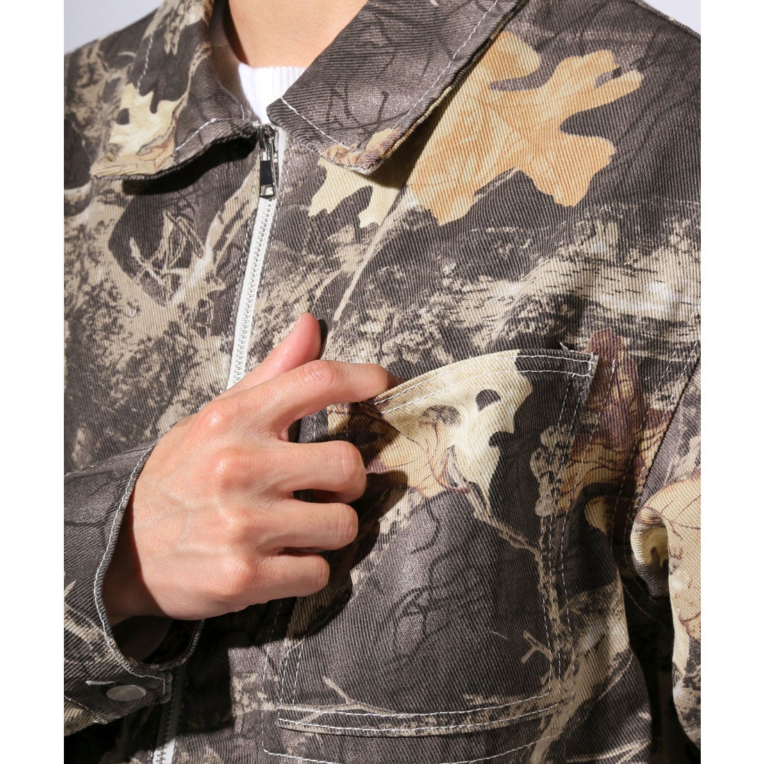 ラグスタイル LUXSTYLE リアルツリーカモフラージュ柄デニムジップ