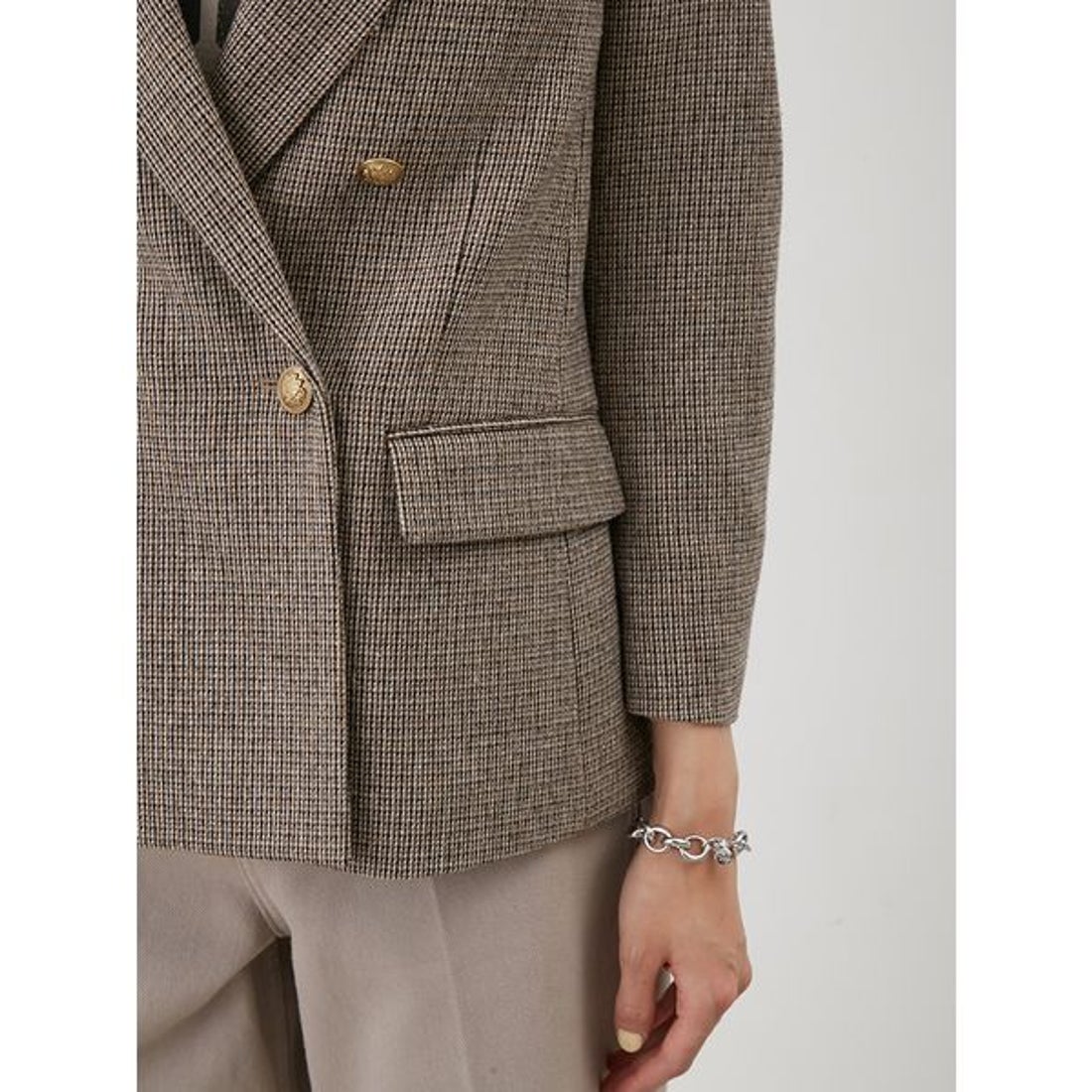 ミラ オーウェン Mila Owen チェック金釦ダブルブレストブレザー