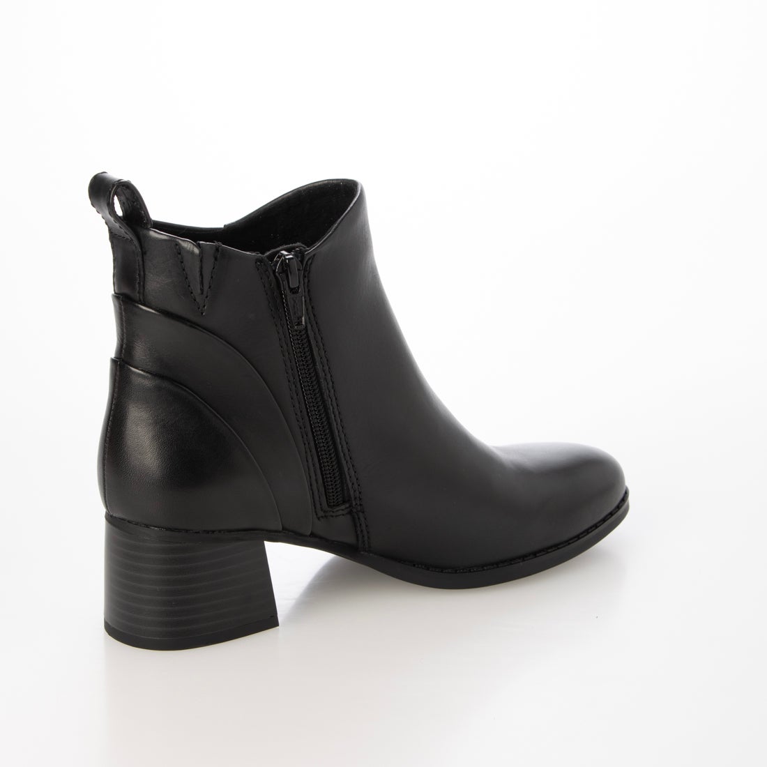 本革】 カーブパターンショートブーツ 8701 （ブラック） -モード