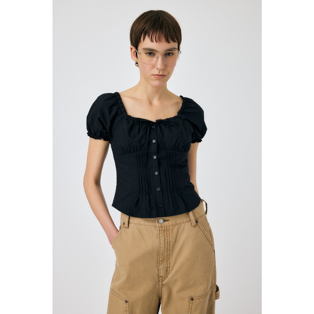 MOUSSY PIN TUCK FIT ブラウス BLK -靴＆ファッション通販 ロコンド