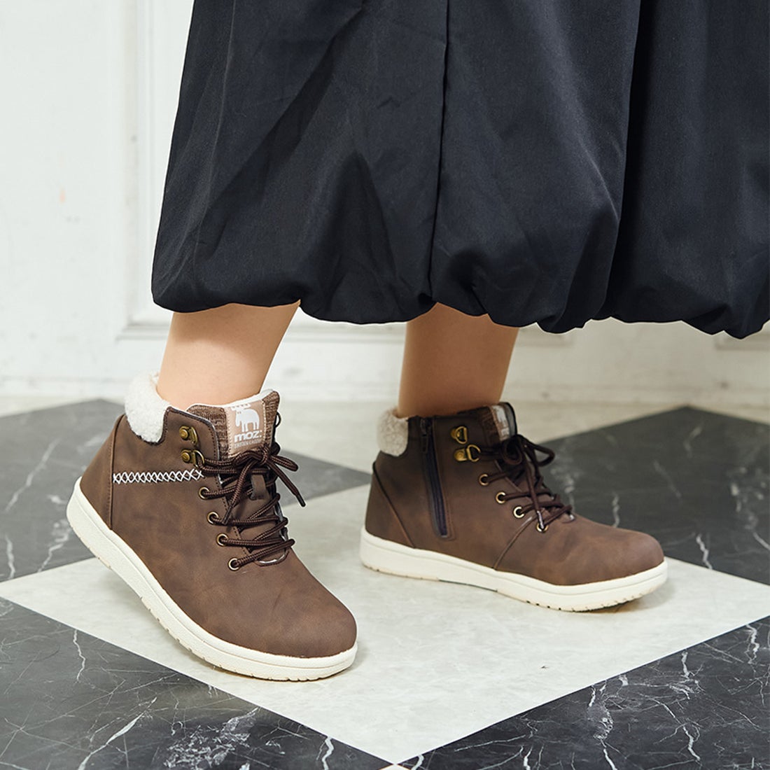 防水ブラウンレースアップ冬用ブーツshellista lace mid 楽天市場