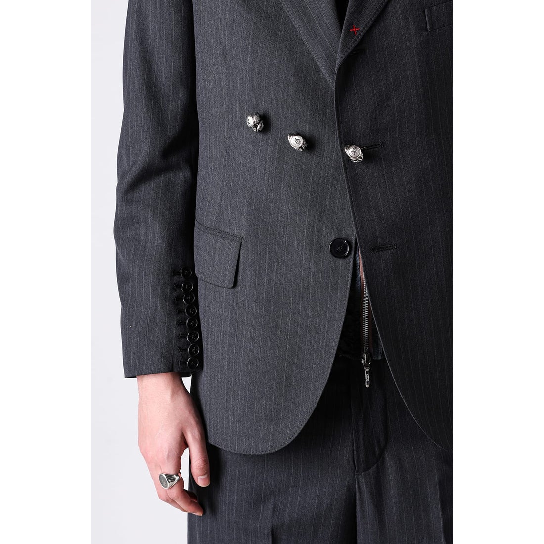 MASU RED BAR TACK TAILORED JACKET （BLACK） - Osaka / Kyoto