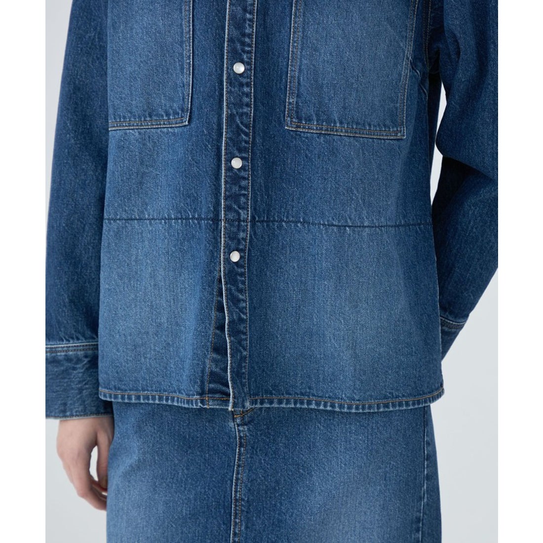 マカフィー MACPHEEコットンデニム シャツブルゾン （65 ブルー