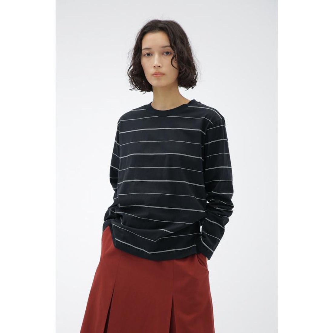 マーガレット・ハウエル MARGARET HOWELL STRIPE COTTON JERSEY （NAVY