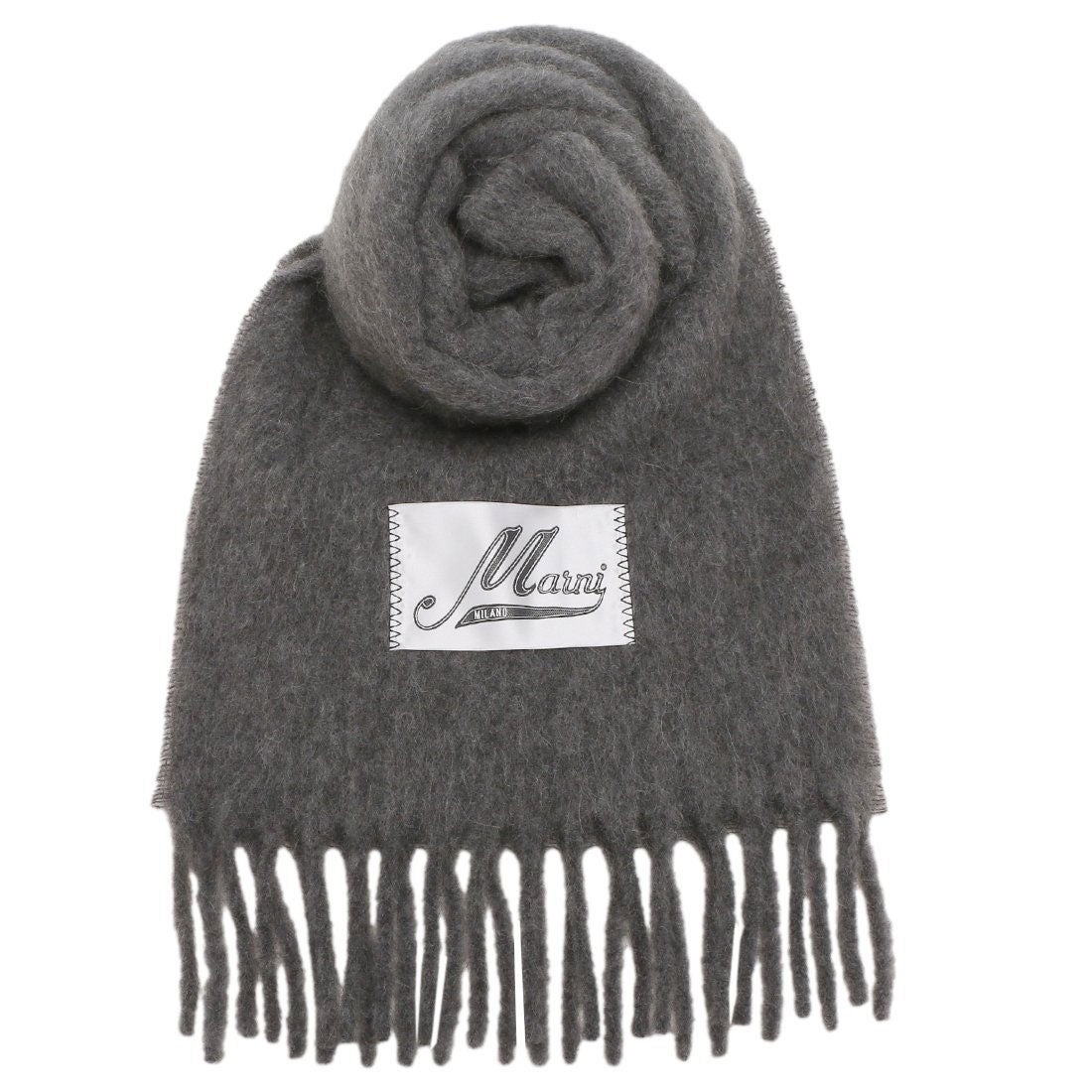 マルニ MARNI マフラー フリンジ付き起毛 グレー メンズ MARNI