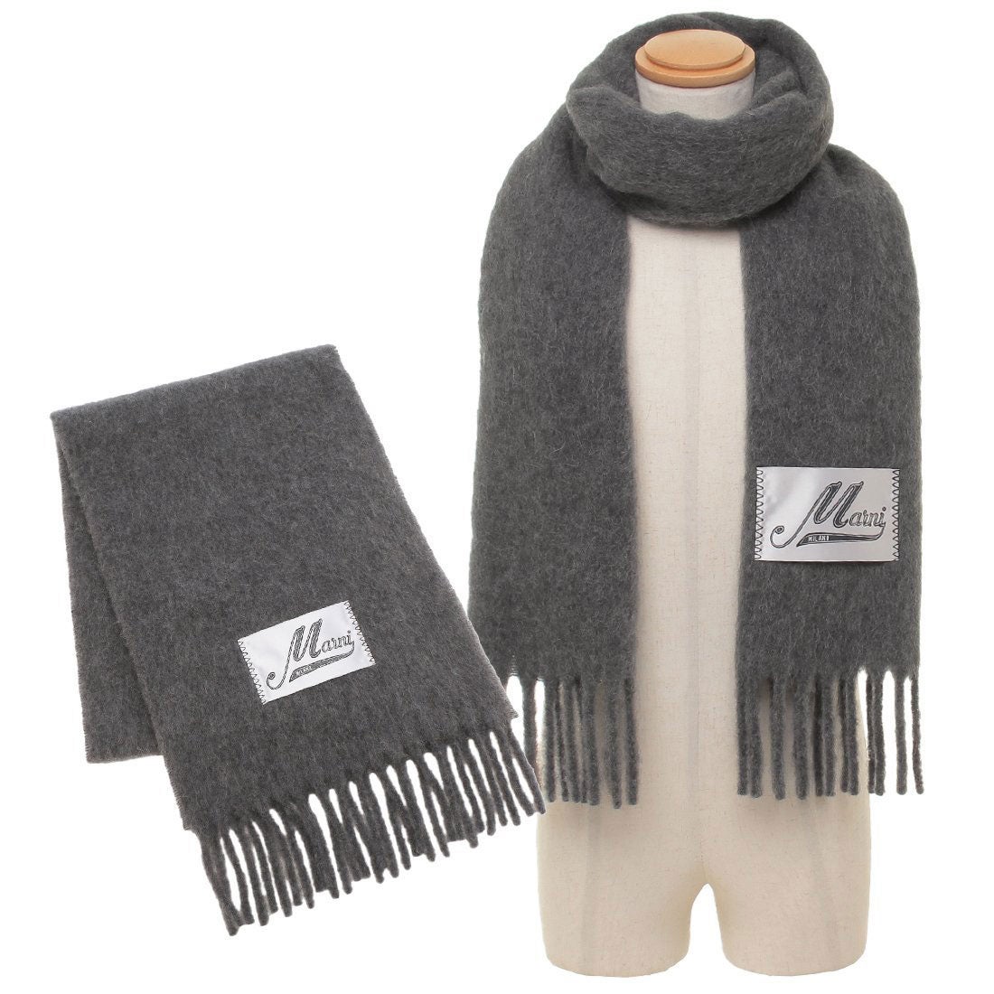 マルニ MARNI マフラー フリンジ付き起毛 グレー メンズ MARNI