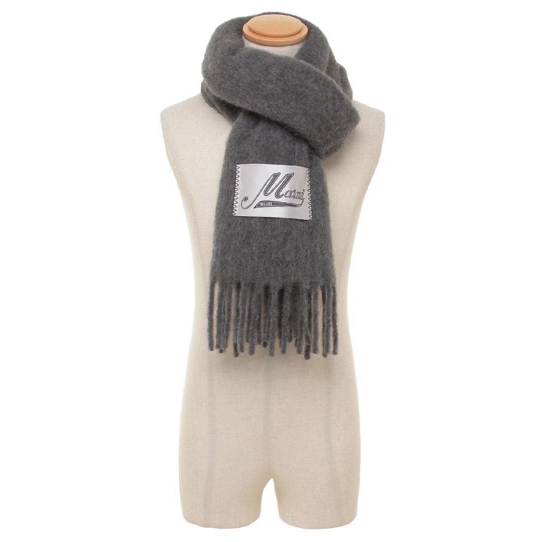 マルニ MARNI マフラー フリンジ付き起毛 グレー メンズ MARNI