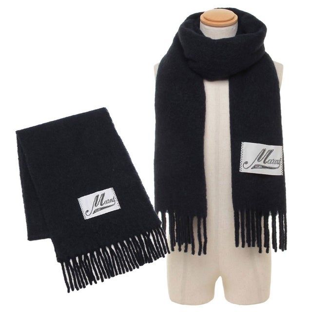 マルニ MARNI マフラー フリンジ付き起毛 ネイビー メンズ MARNI