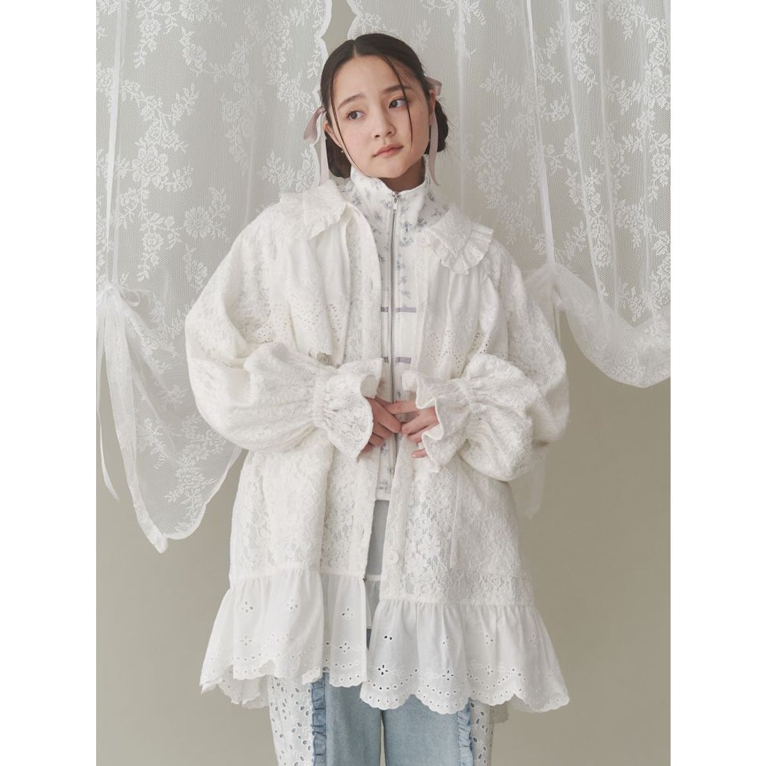 メリージェニー merry jenny レースジャケット （オフホワイト） -靴