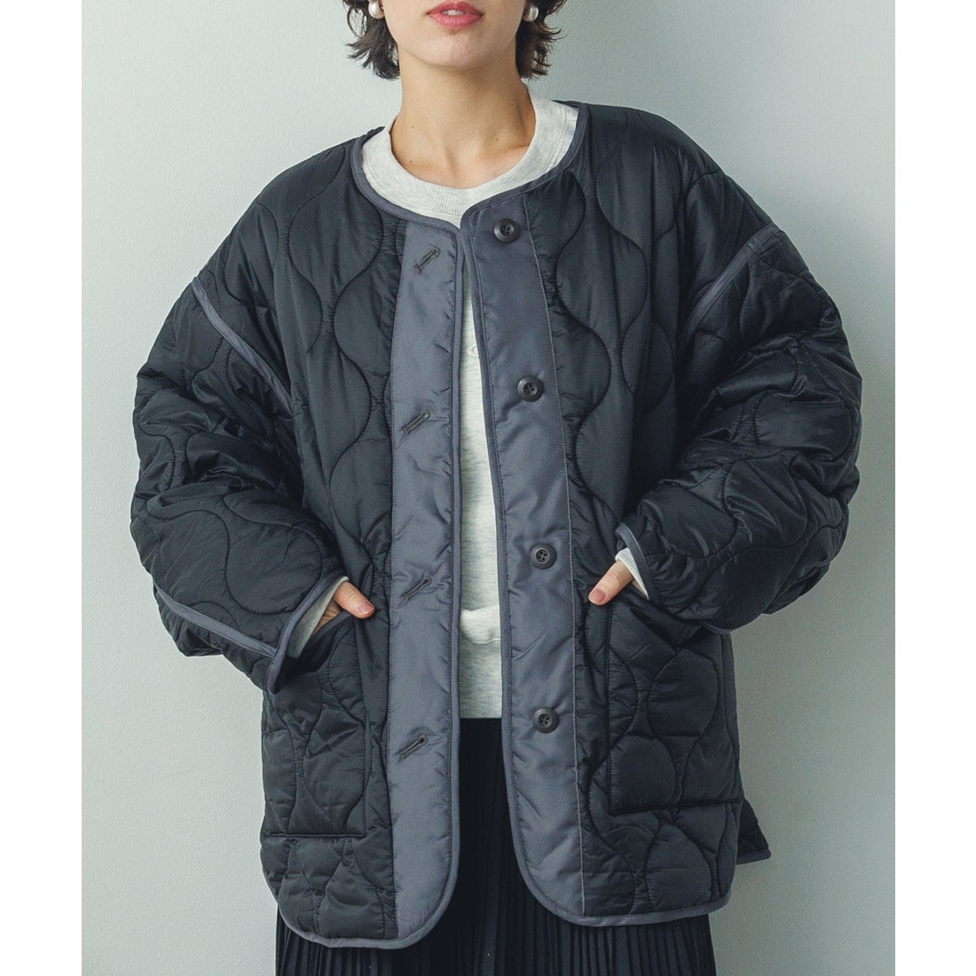 ノイア Noia キルティング リバーシブルジャケット （ブラック