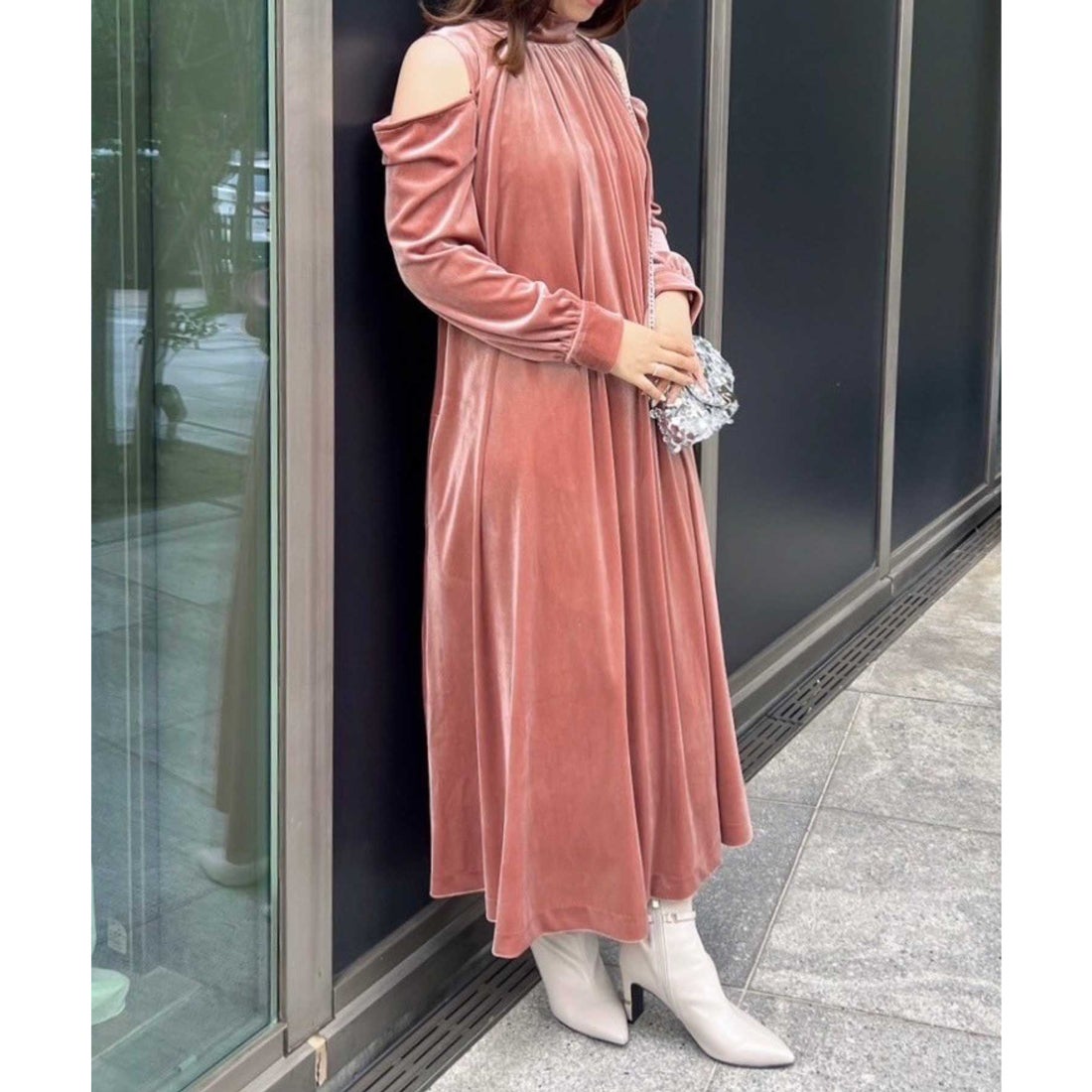 ノエラ NOELA 【WEB限定】ベロアワンピース （ピンク） - ファッション