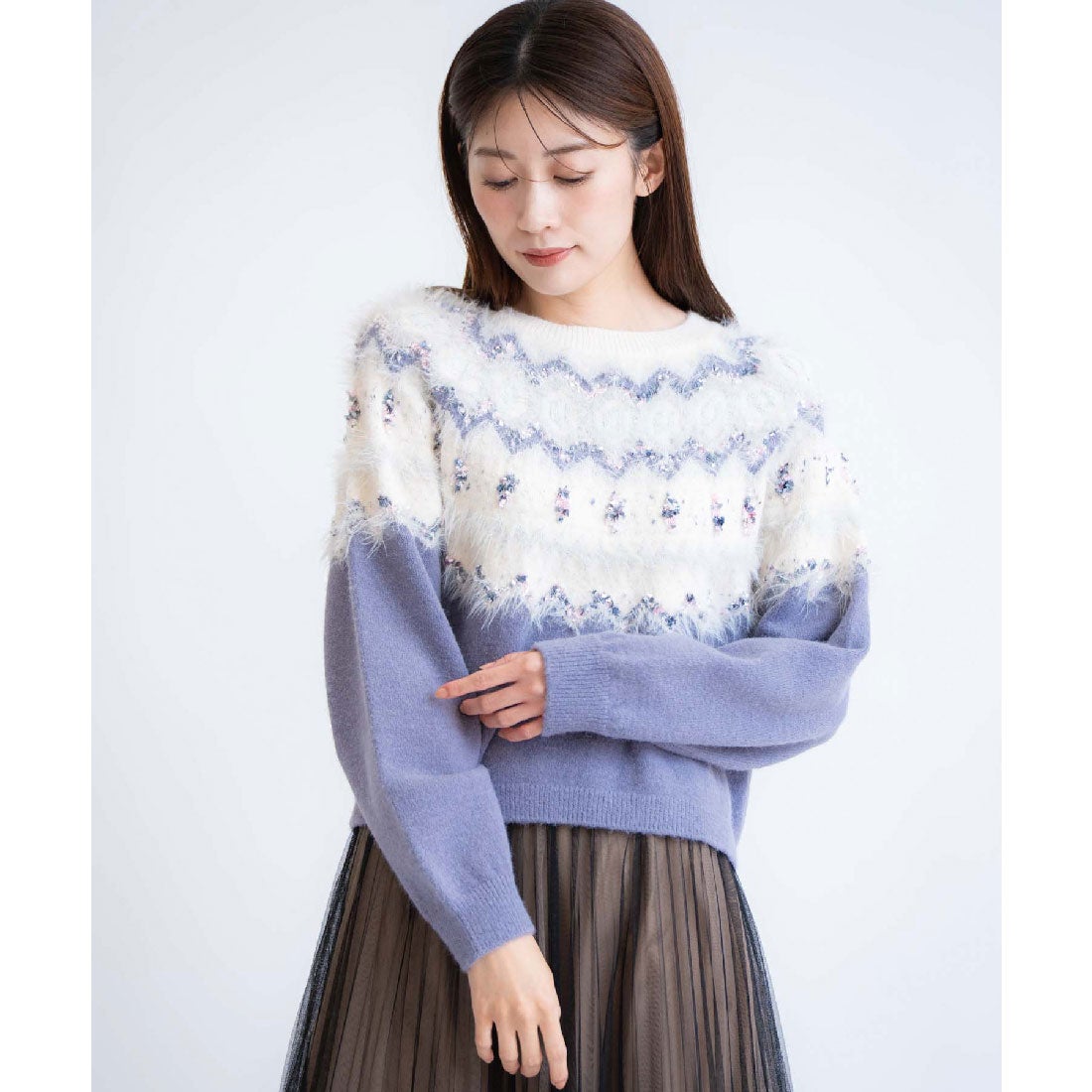 ノエラ NOELA ノルディック柄ニット （ブルー） -ファッション通販