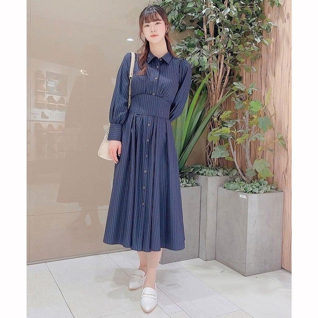 ノエラ NOELA コルセットベルト付きワンピース （インディゴ