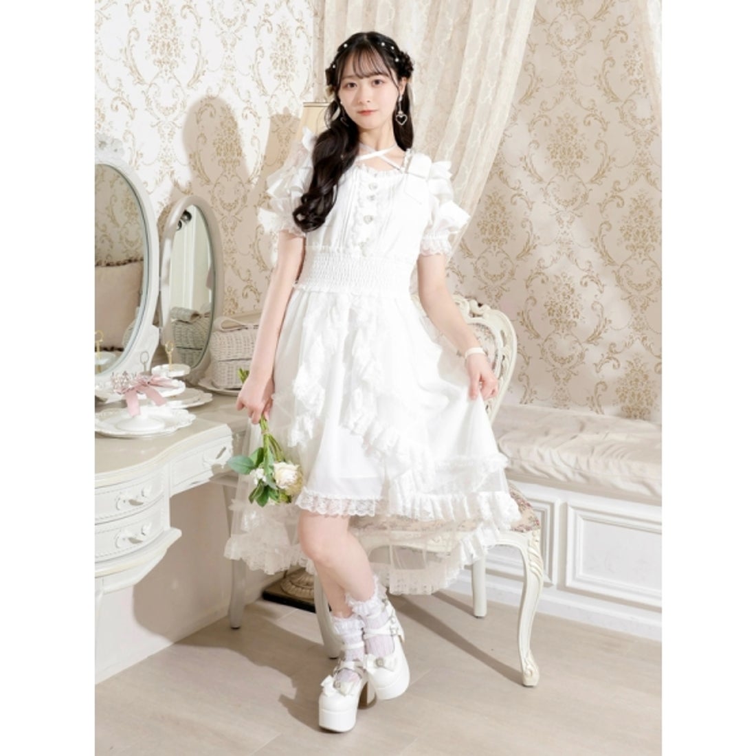 NOEMIE（ノエミー）♡ふわふわファー襟付きショートコート アイボリー