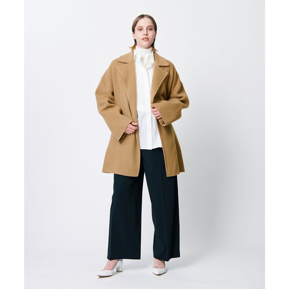 ノーク N.O.R.C ベルテッドミドル丈リバーコート （グレージュ