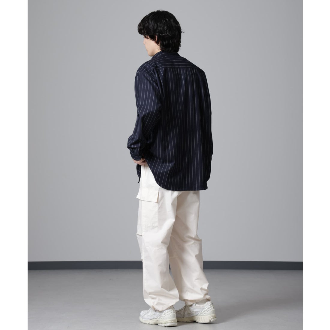 ナノ・ユニバース NANO universe 微起毛ストライプシャツ 長袖