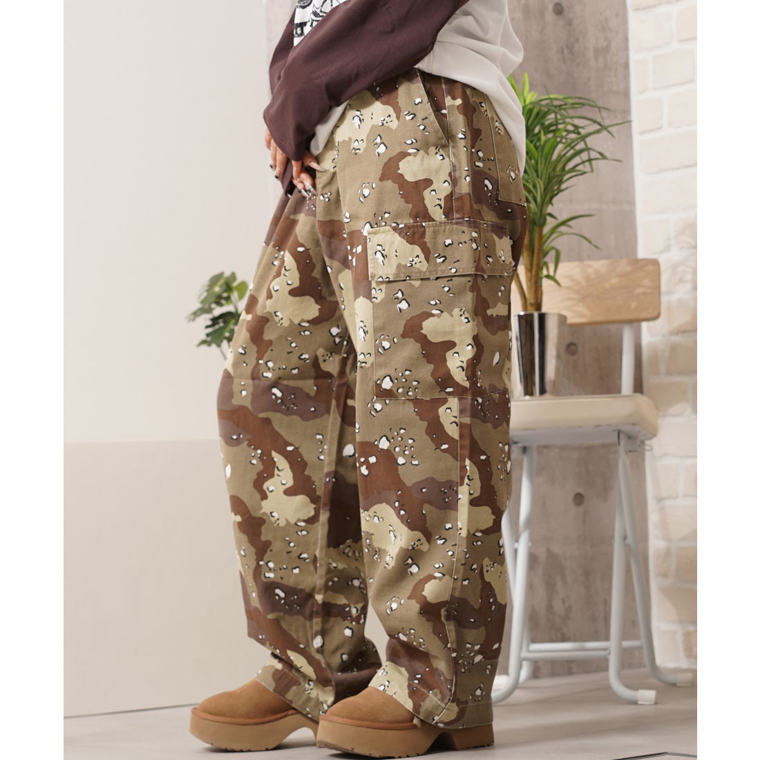 ワンフォークロージング 1111clothing バイオウォッシュ 迷彩ワイド