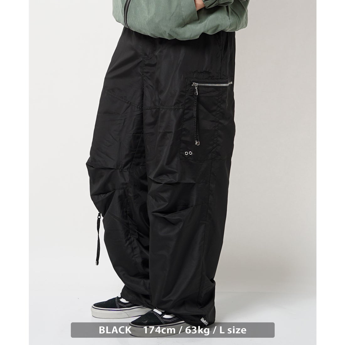 ワンフォークロージング 1111clothing ◇ZIP使い ワイドカーゴパンツ