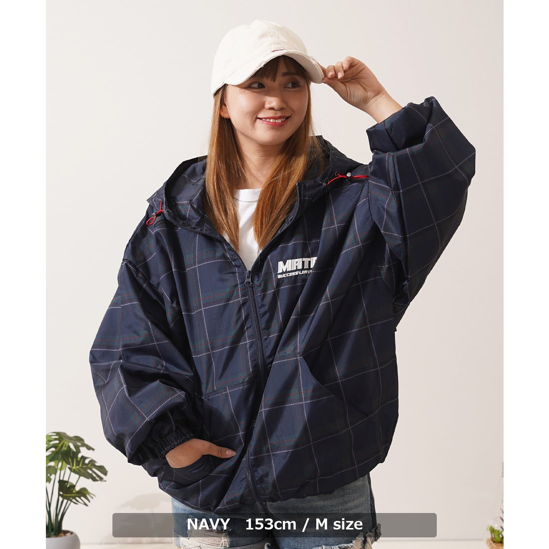 ワンフォークロージング 1111clothing チェック柄 フードブルゾン