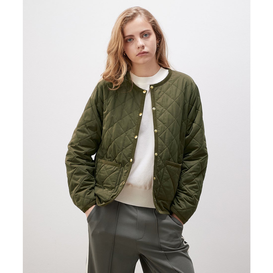 ルスークホリデー LE SOUK HOLIDAY ノーカラーキルトジャケット