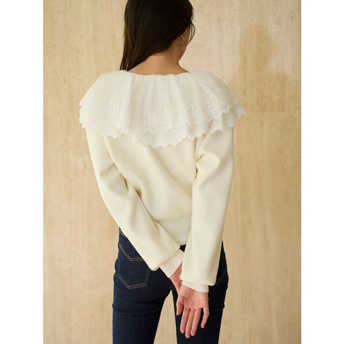 スナイデル SNIDEL レースカラーニットプルオーバー （NVY