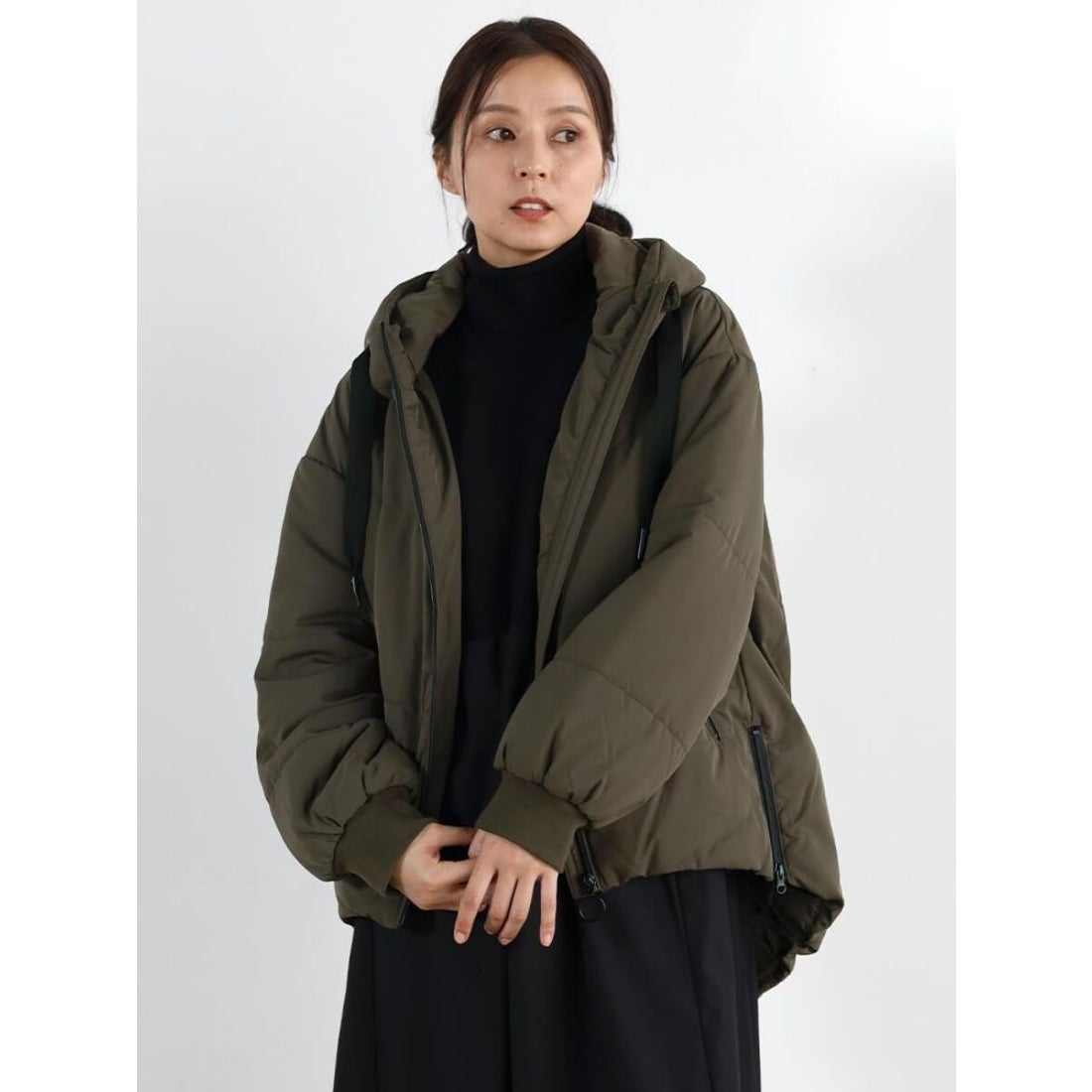 クローブ CLOVE フードミドルダウンブルゾン （カーキ