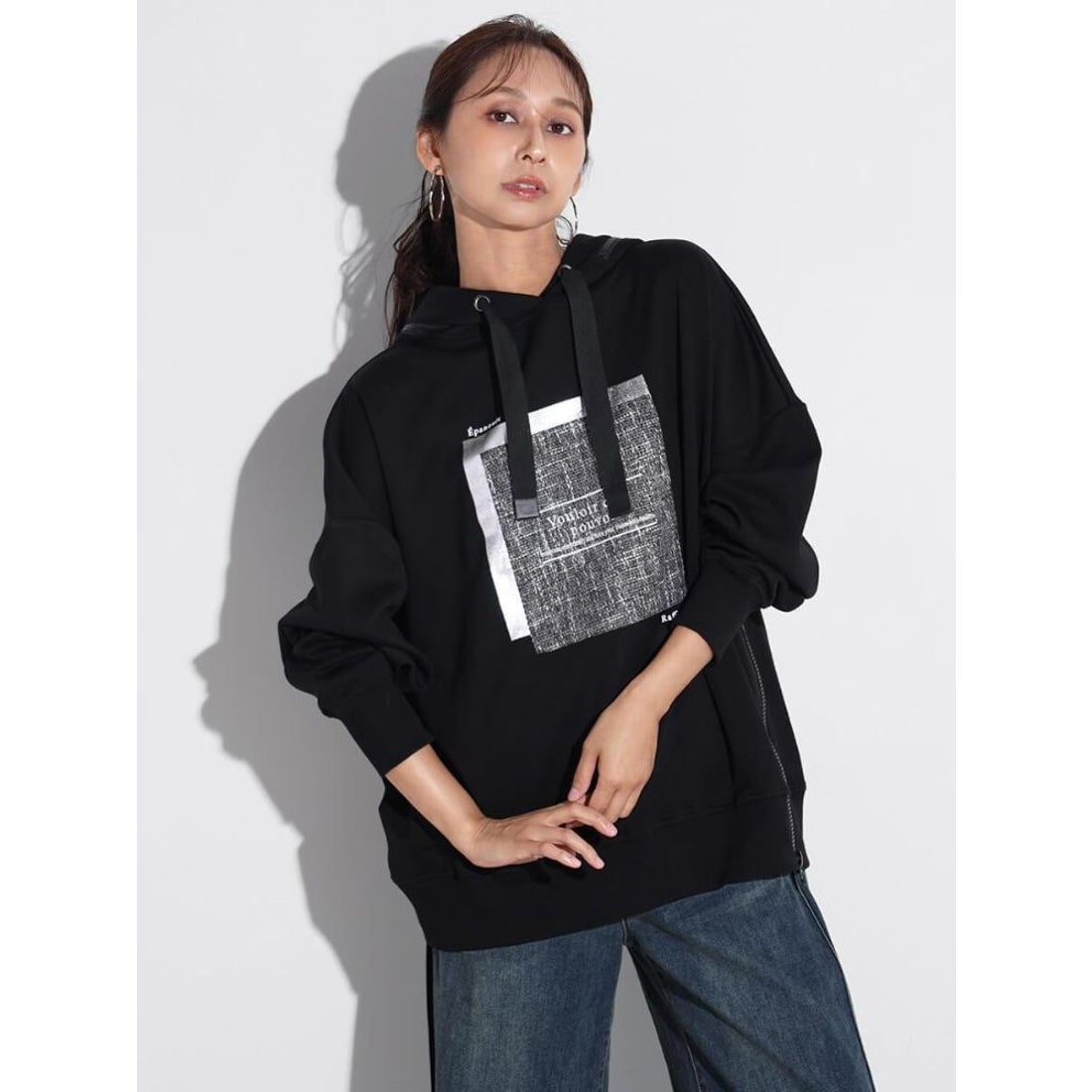 スコットクラブ SCOTCLUB ジップデザイン箔ロゴパーカー （ブラック