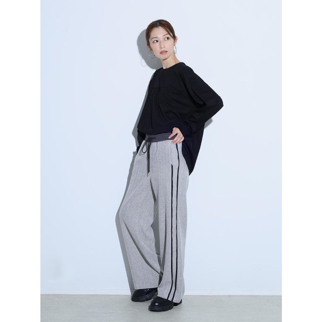 スコットクラブ SCOTCLUB リブウエストサイドラインパンツ （ブラック