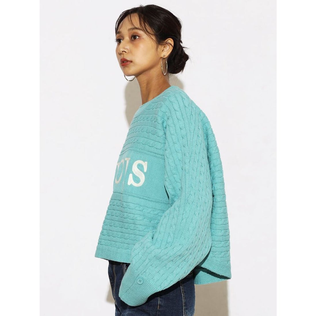 スコットクラブ SCOTCLUB ケーブル編みワイドニット （アイボリー