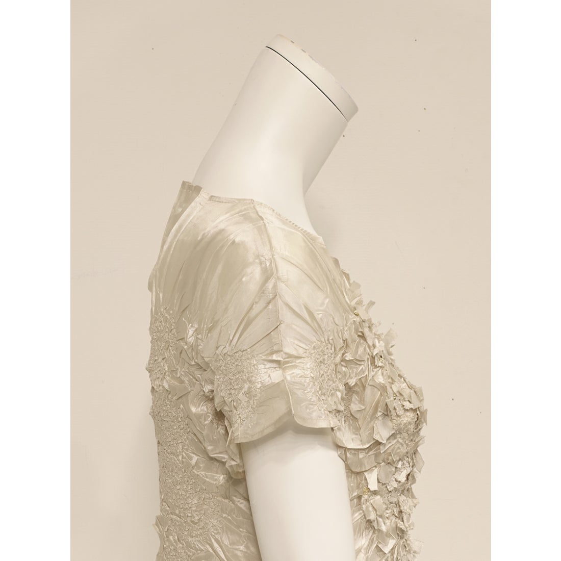 スペッチオ SPECCHIO Gプリーツフレンチ袖ブラウス （シャンブレー