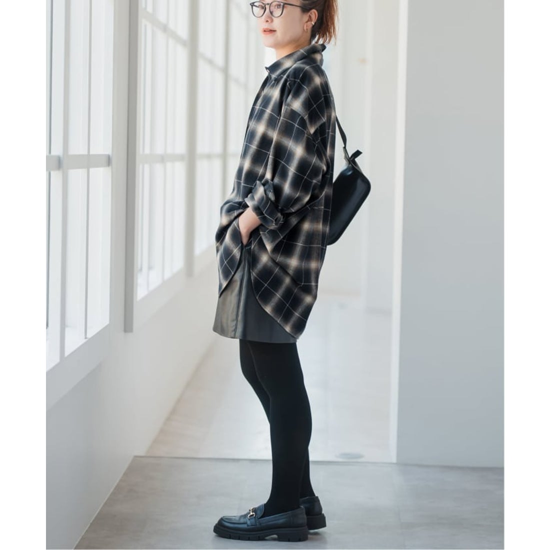 スピック＆スパン Spick & Span メタルボタンオンブレーチェックルーズ