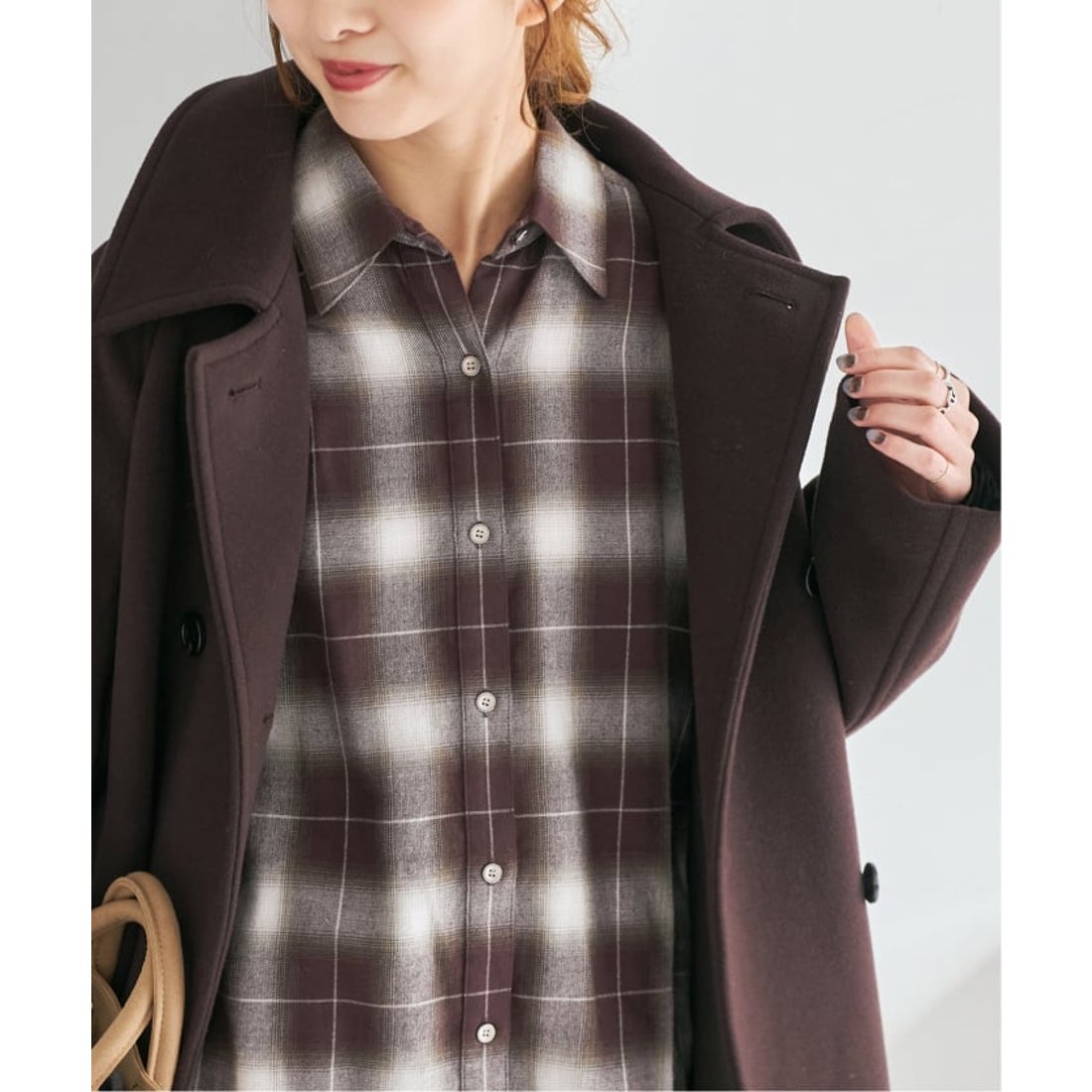 スピック＆スパン Spick & Span メタルボタンオンブレーチェックルーズ