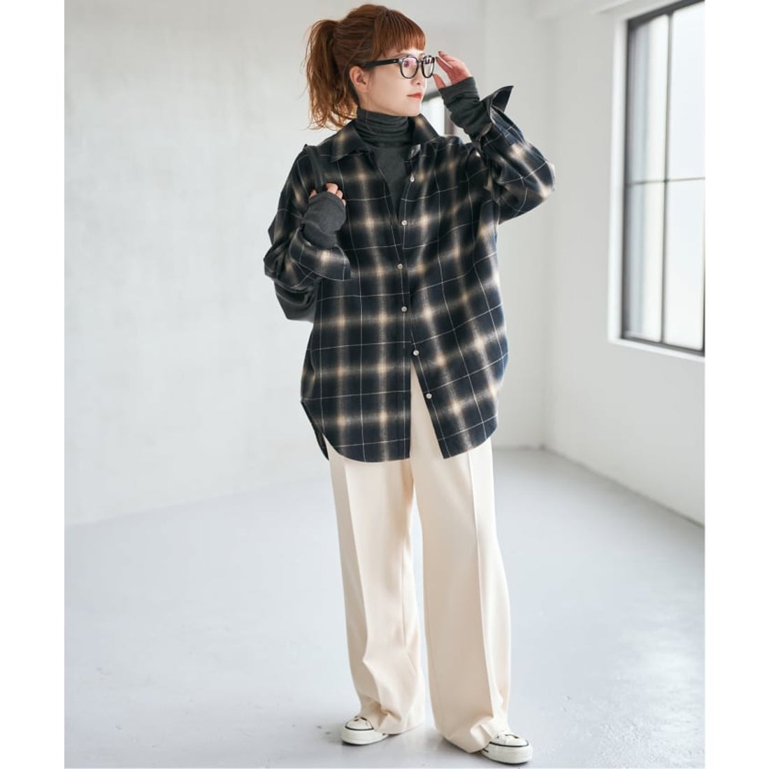 スピック＆スパン Spick & Span メタルボタンオンブレーチェックルーズ