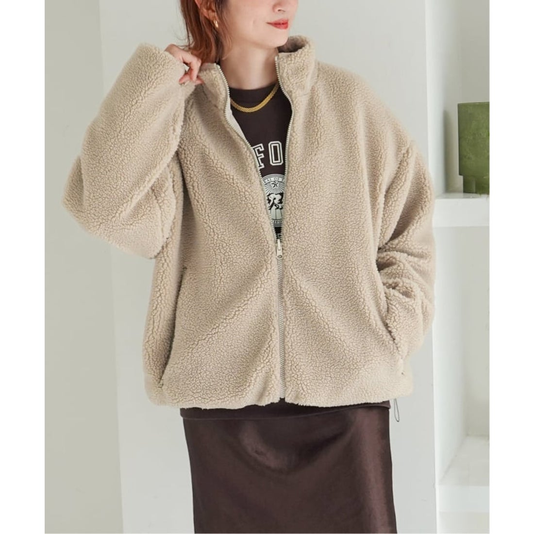 スピック＆スパン Spick & Span リバーシブルボアブルゾン （ベージュ