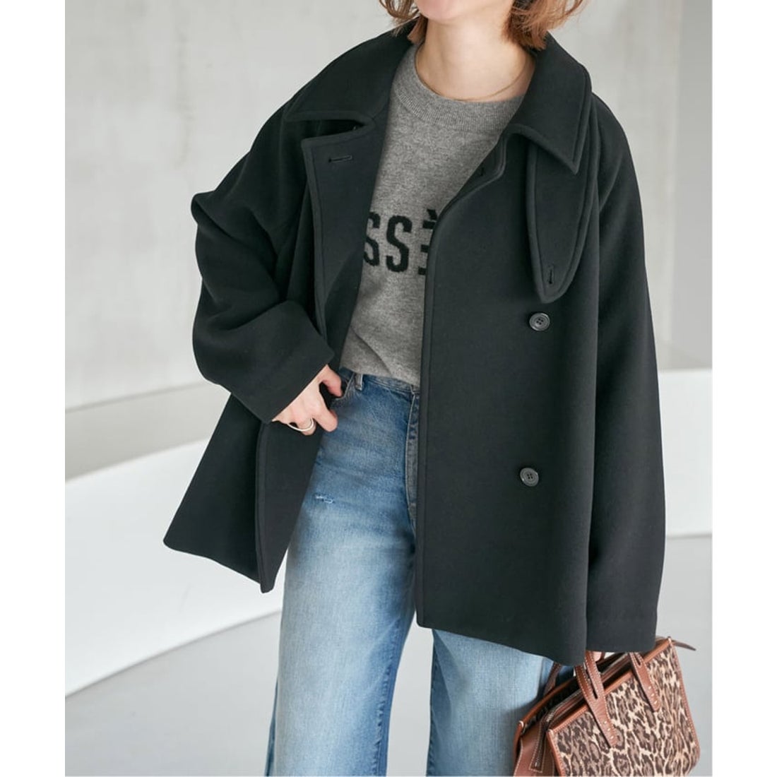 スピック＆スパン Spick & Span S160スタンドカラーショートコート