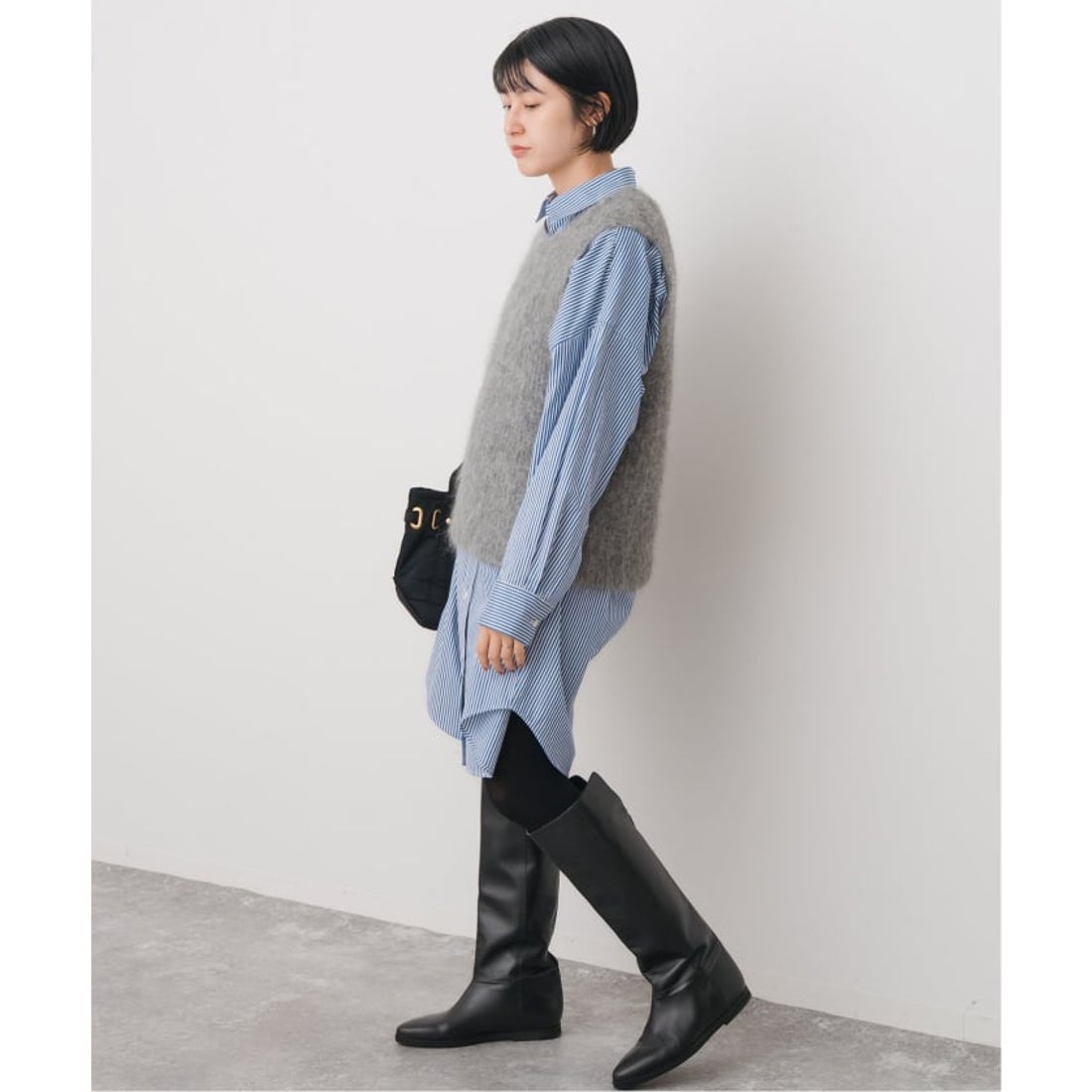 スピック＆スパン Spick & Span アルパカ混ニットベスト （グレーA