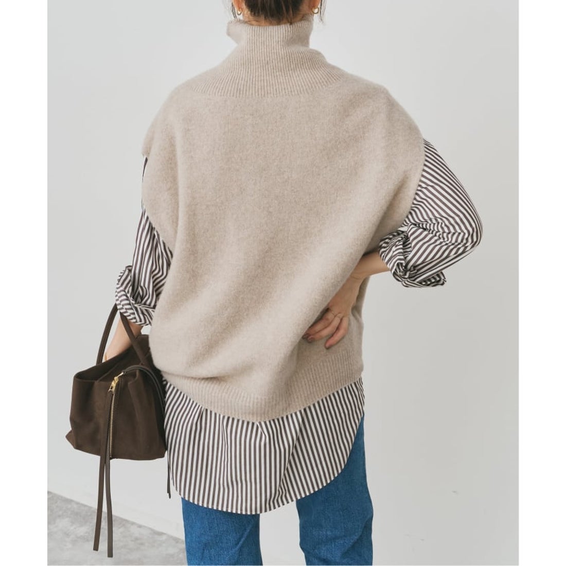 スピック＆スパン Spick & Span オフタートルニットベスト （ベージュ