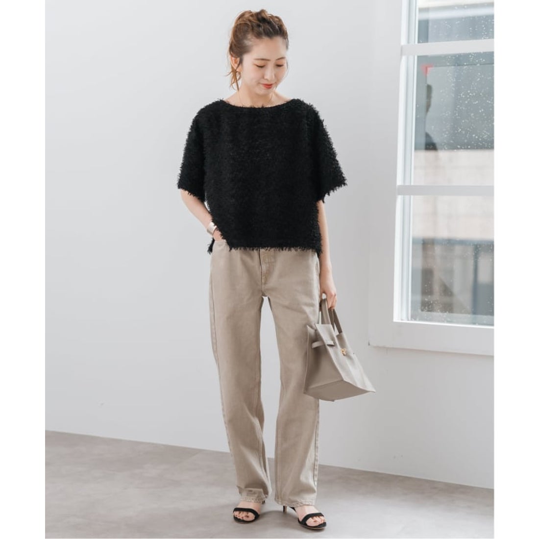 スピック＆スパン Spick & Span フェザーTブラウス （ブラック