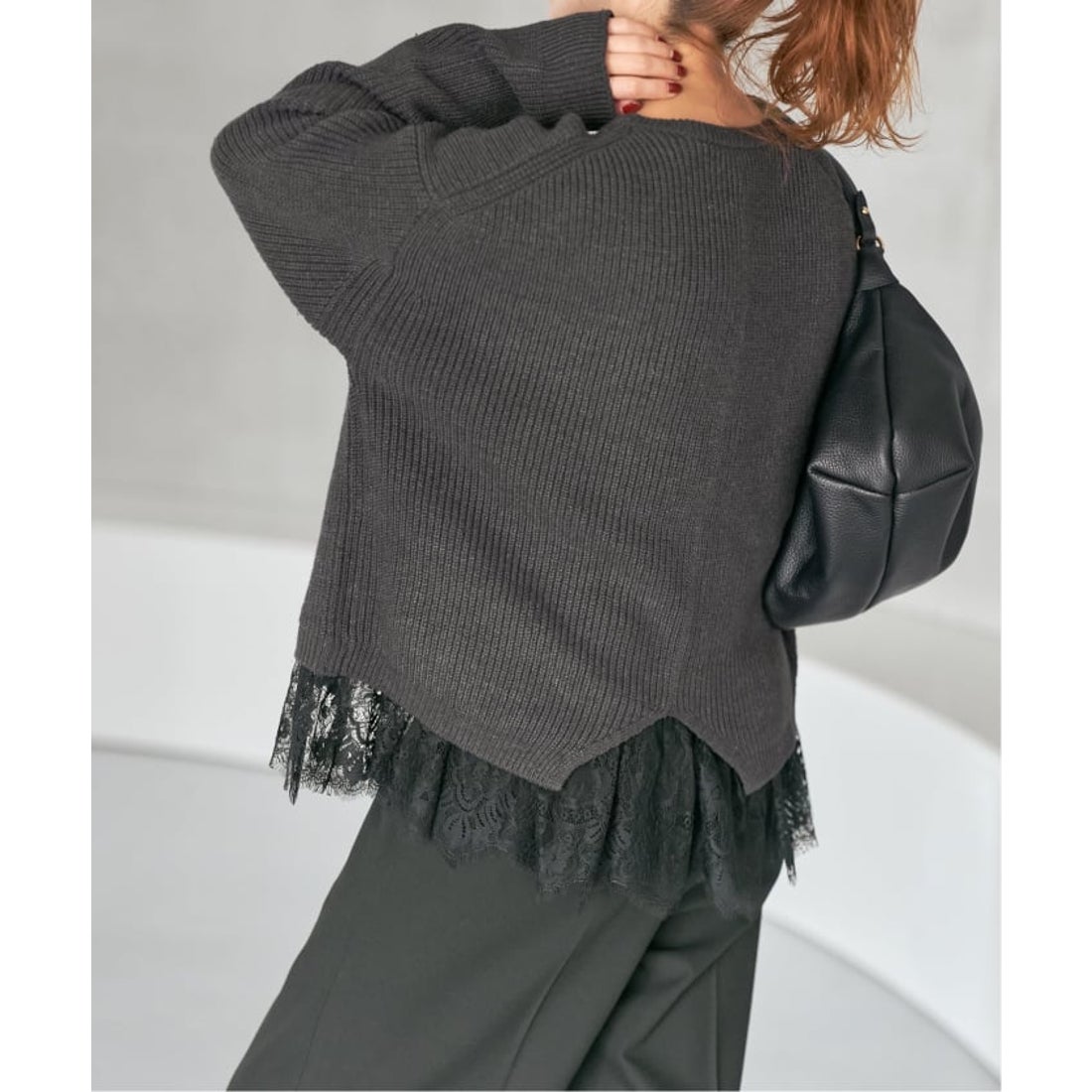 スピック＆スパン Spick & Span 《追加》レースドッキング畦ニットプル