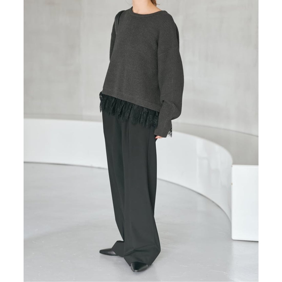 スピック＆スパン Spick & Span 《追加3》レースドッキング畦ニット