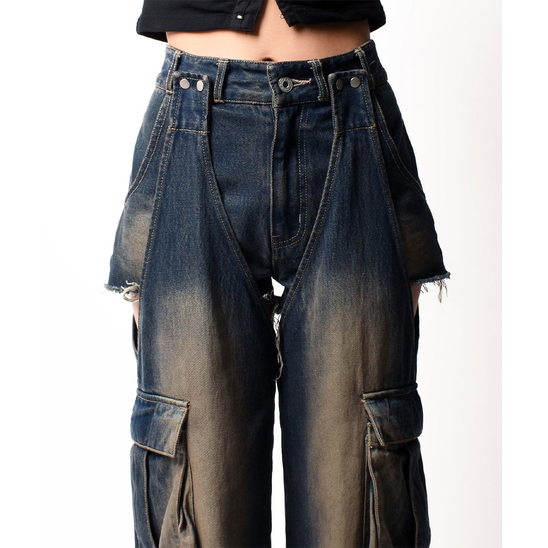 スパイラルガール SPIRALGIRL 2WAYカーゴオーバーダイデニム （デニム