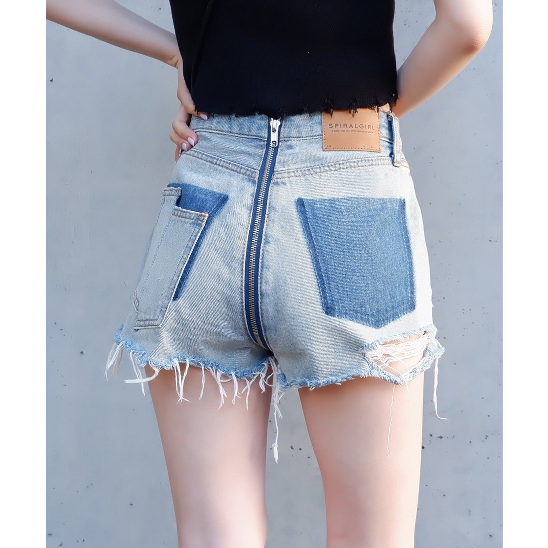 スパイラルガール SPIRALGIRL フルジップデニムショートパンツ