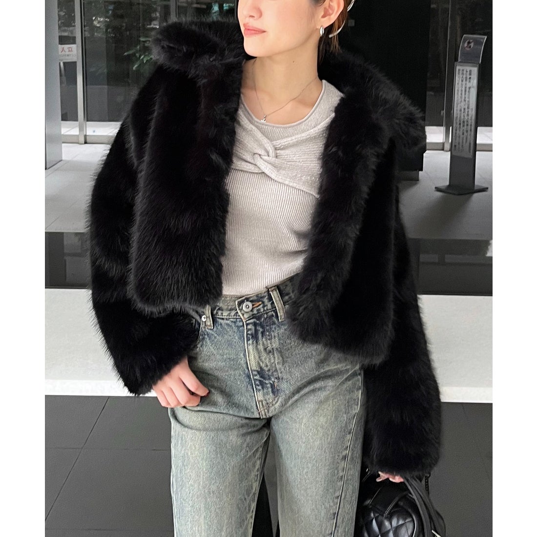 スパイラルガール SPIRALGIRL ファージャケット （ブラック