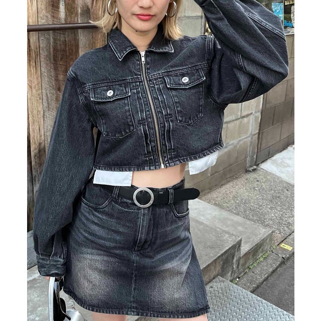 スパイラルガール SPIRALGIRL フロントプリーツZIPデニムショート