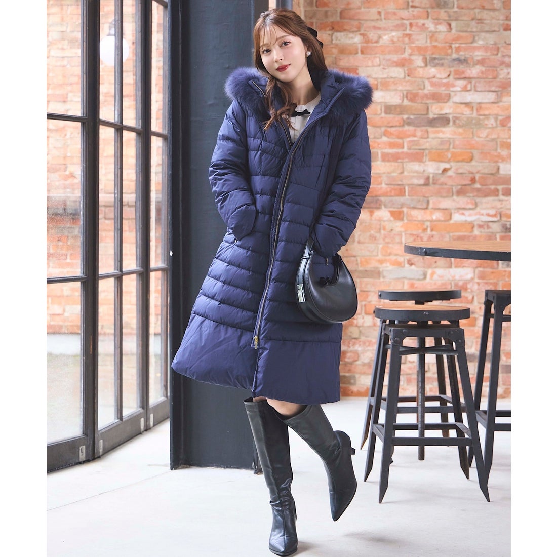 スウィングル SWINGLE FOXファー付エレガンスロングダウンコート