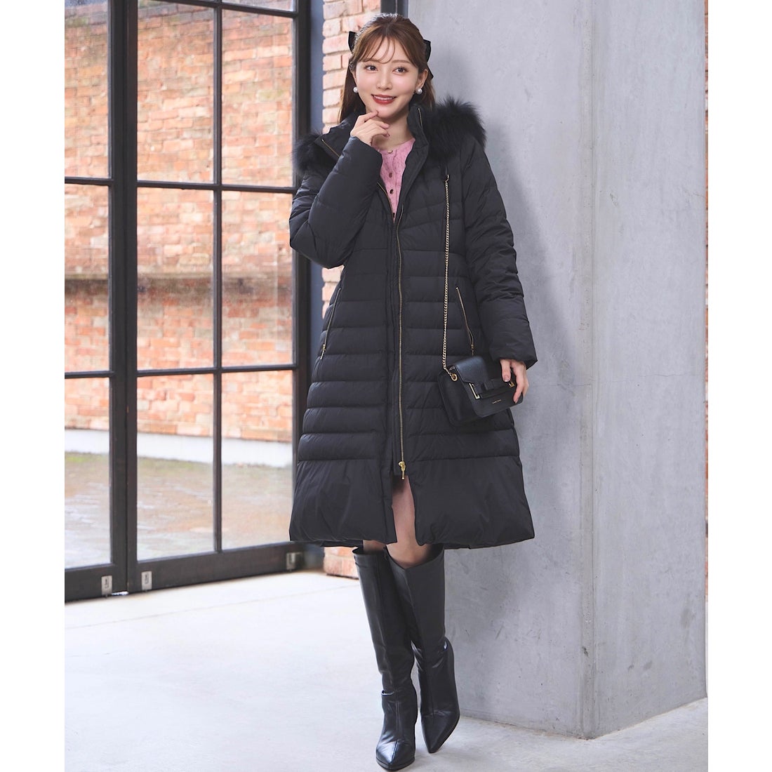 スウィングル SWINGLE FOXファー付エレガンスロングダウンコート