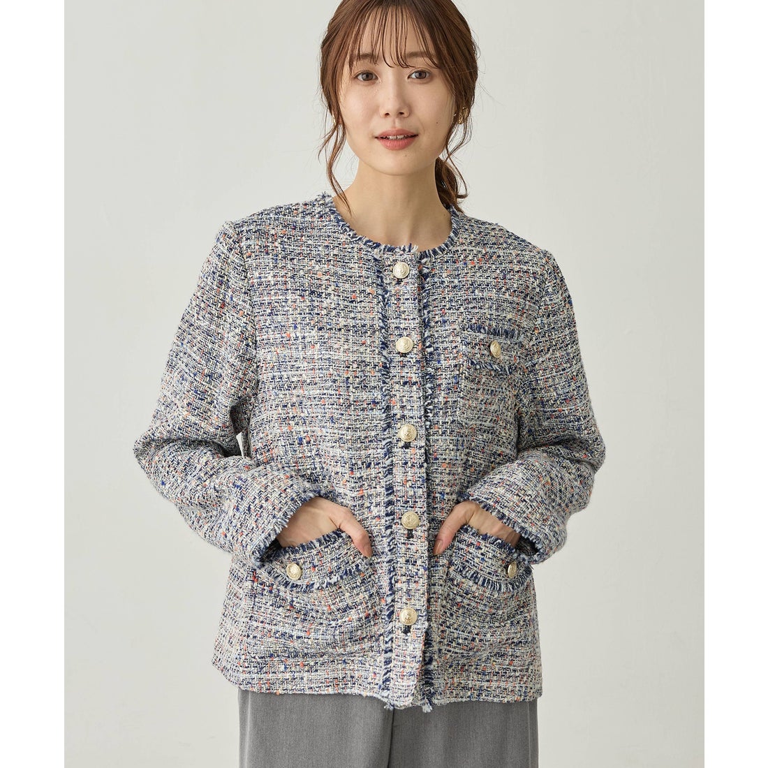 プチ オンフルール Petit Honfleur ツイードジャケット （ネイビー